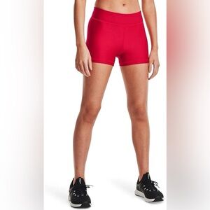 Under Armour Women’s Medium Compression Mid Rise Shorty Shorts 3” Run Yoga Red